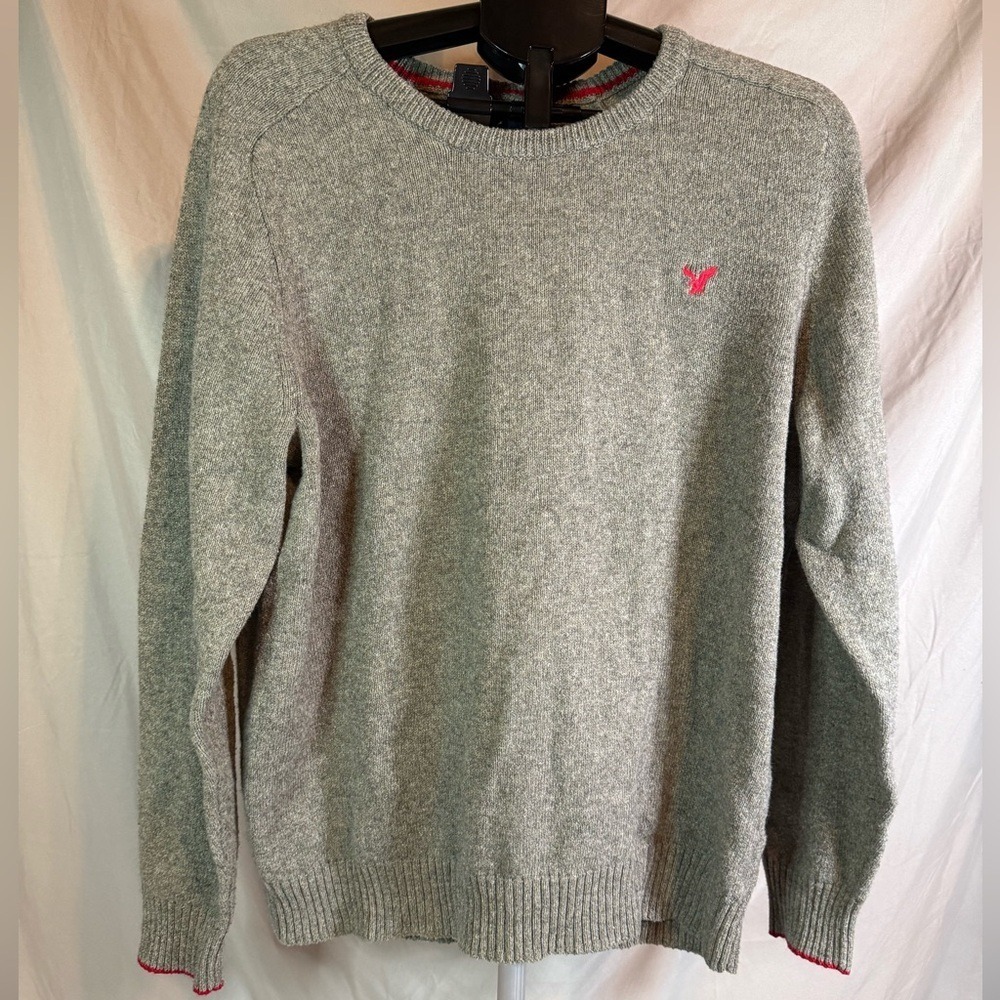 American Eagle Men's Gray‎ Wool-Blend Crewneck Sweater – Size Large 🦅